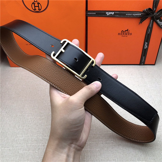 Hermes Society 32 reversible belt Togo Camel High