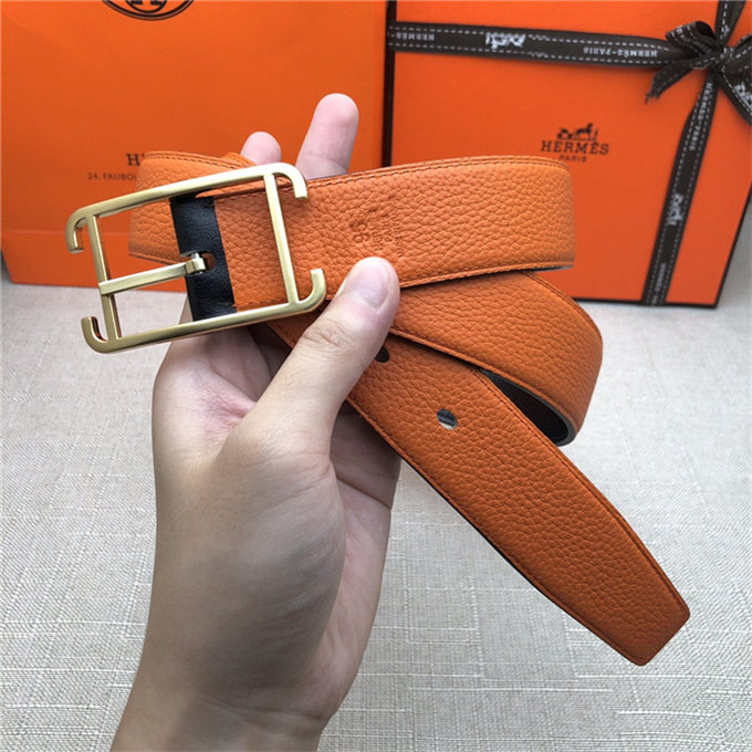 Hermes Society 32 reversible belt Togo Orange High