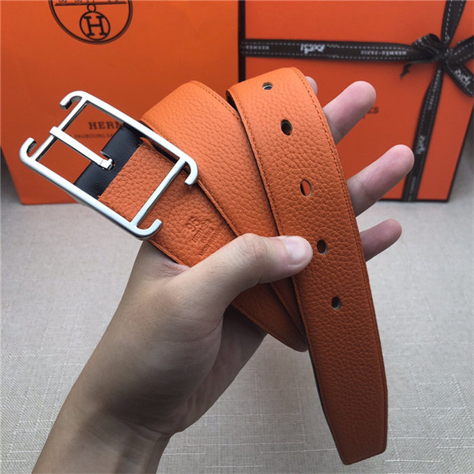 Hermes Society 32 reversible belt Togo Orange High