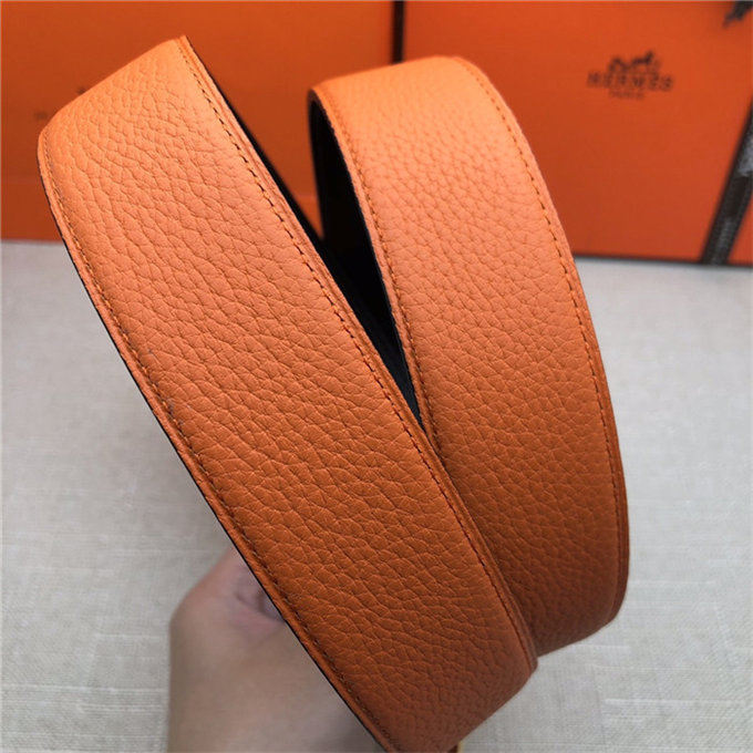 Hermes Society 32 reversible belt Togo Orange High