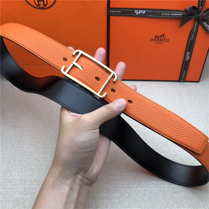 Hermes Society 32 reversible belt Togo Orange High