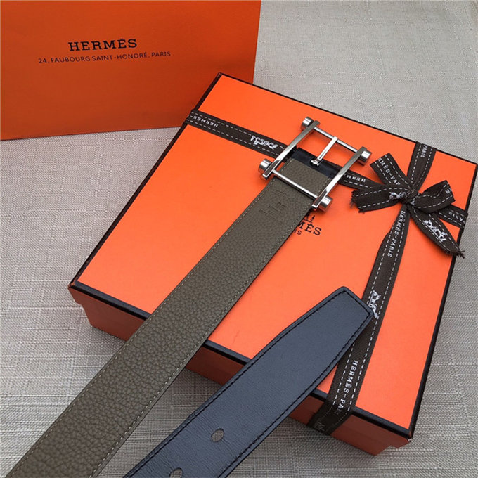 Hermes Reversible belt 32 mm Togo Grey High