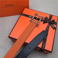 Hermes Reversible belt 32 mm Togo Orange High