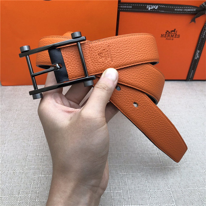 Hermes Reversible belt 32 mm Togo Orange High