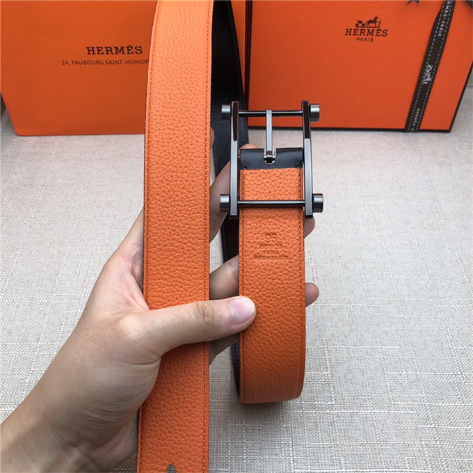 Hermes Reversible belt 32 mm Togo Orange High