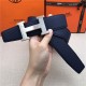 Hermes H belt buckle & reversible strap 32/38 mm Epsom Navy/Black High