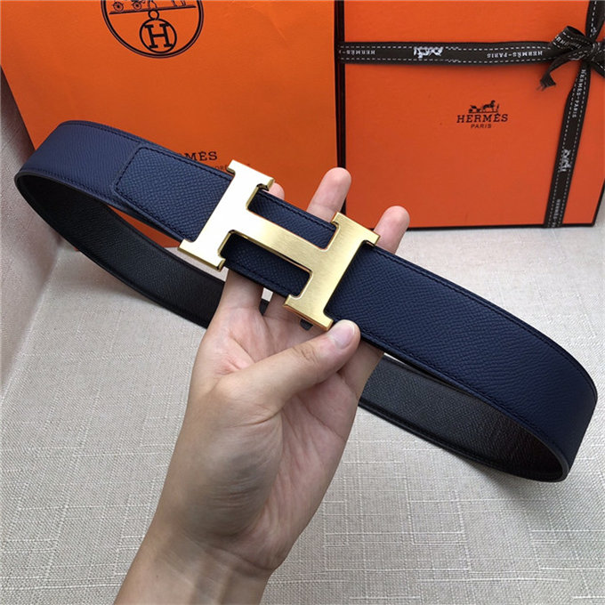 Hermes H belt buckle & reversible strap 32/38 mm Epsom Navy/Black High