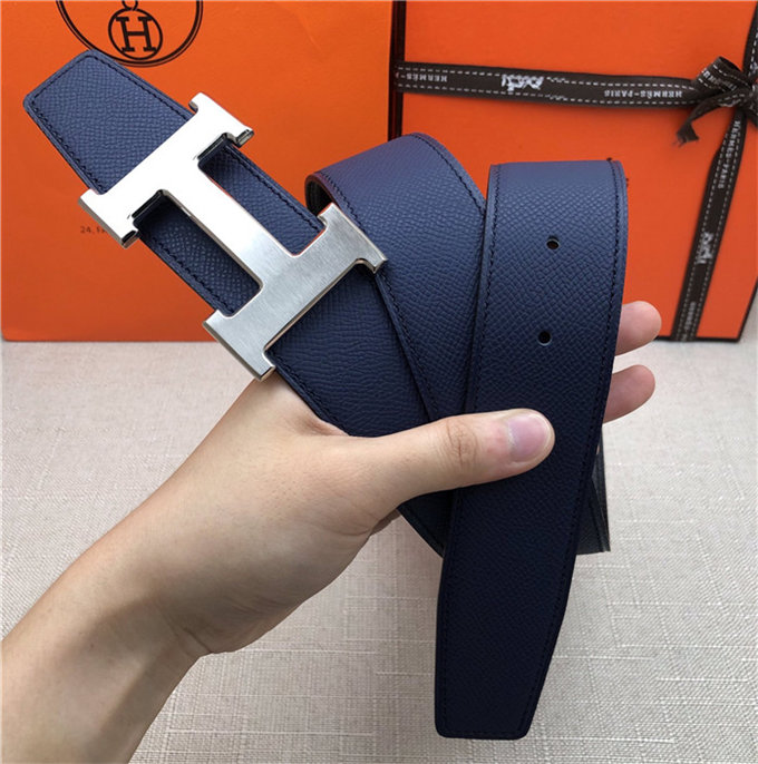 Hermes H belt buckle & reversible strap 32/38 mm Epsom Navy/Black High