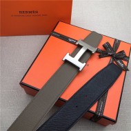 Hermes H belt buckle & reversible strap 32/38 mm Epsom Grey/Black High