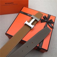 Hermes H belt buckle & reversible strap 32/38 mm Epsom Camel/Grey High