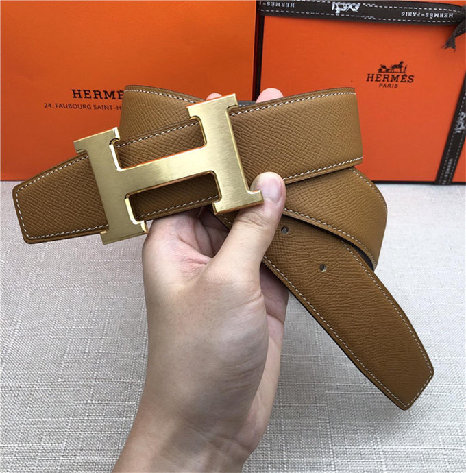 Hermes H belt buckle & reversible strap 32/38 mm Epsom Camel/Grey High