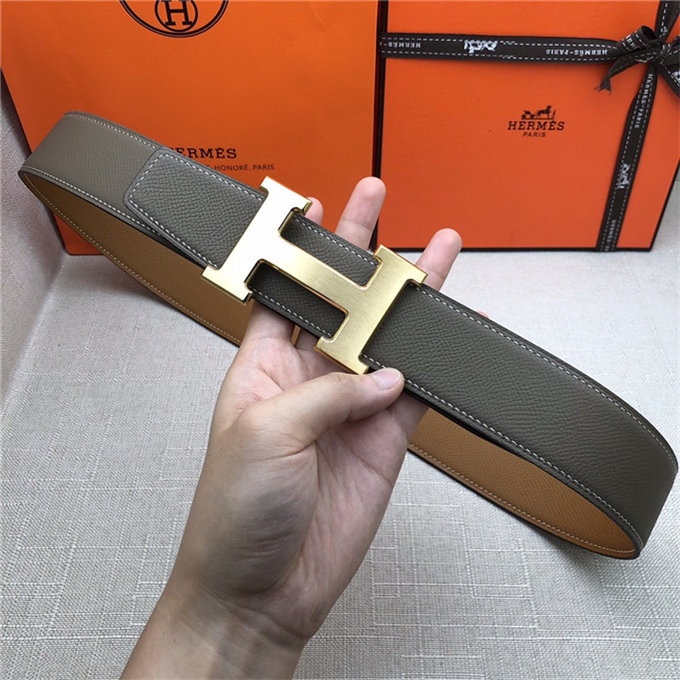 Hermes H belt buckle & reversible strap 32/38 mm Epsom Camel/Grey High