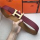 Hermes H belt buckle & reversible strap 32/38 mm Epsom Burgundy/Camel High