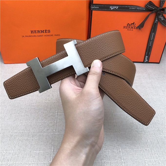 Hermes Constance belt buckle & Reversible leather strap 32/38 mm Togo Camel Brass-Metal High