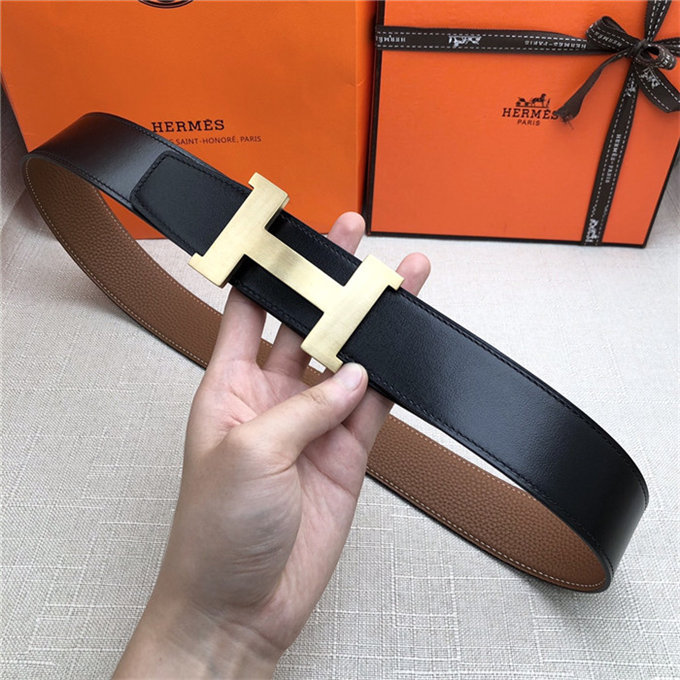 Hermes Constance belt buckle & Reversible leather strap 32/38 mm Togo Camel Brass-Metal High