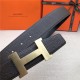 Hermes Constance belt buckle & Reversible leather strap 32/38 mm Togo Coffee Brass-Metal High