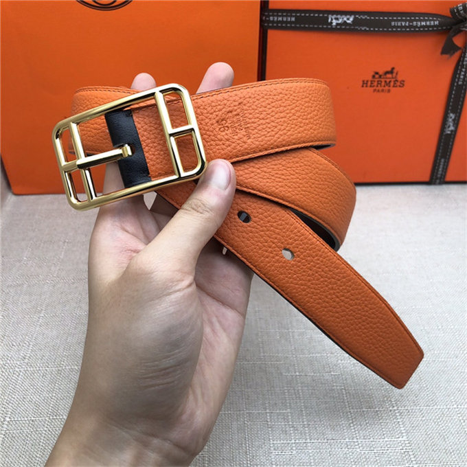 Hermes Cape Code 32 reversible belt Togo Orange High