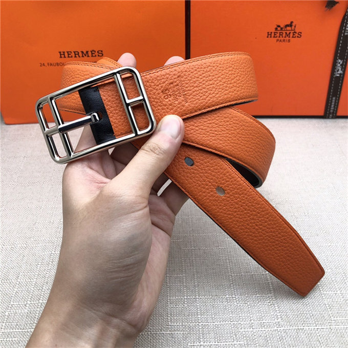 Hermes Cape Code 32 reversible belt Togo Orange High