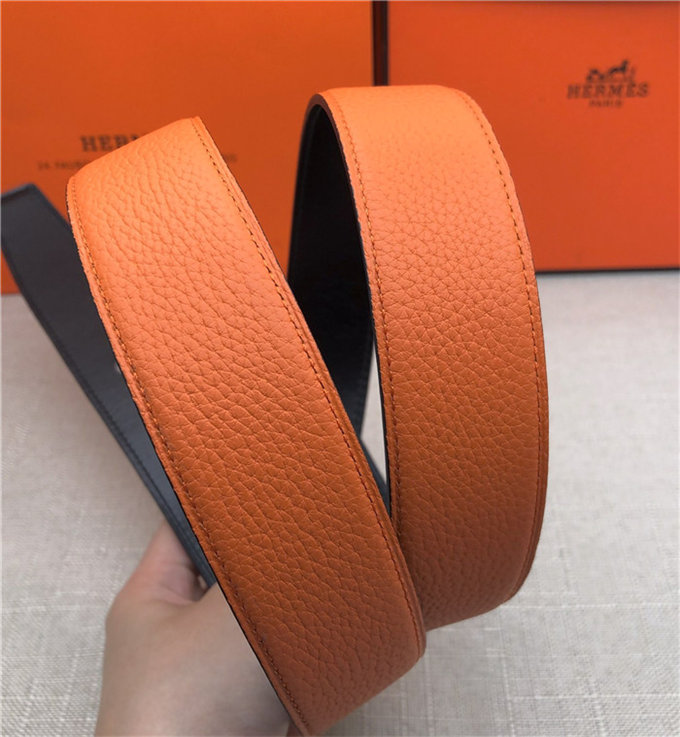 Hermes Cape Code 32 reversible belt Togo Orange High