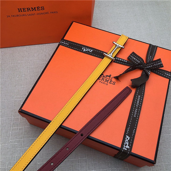 Hermes Mini Mors H belt buckle & Reversible leather strap 13 mm Epsom Yellow High