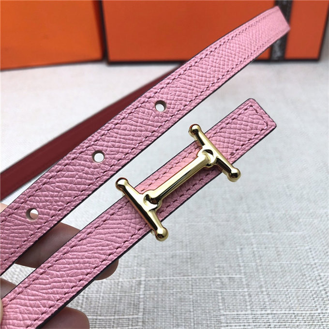 Hermes Mini Mors H belt buckle & Reversible leather strap 13 mm Epsom Pink High