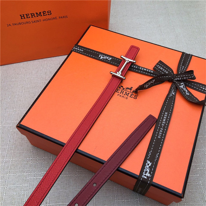 Hermes Mini Mors H belt buckle & Reversible leather strap 13 mm Epsom Red High