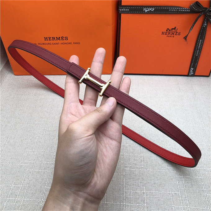 Hermes Mini Mors H belt buckle & Reversible leather strap 13 mm Epsom Red High