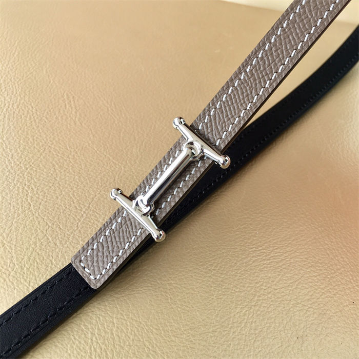 Hermes Mini Mors H belt buckle & Reversible leather strap 13 mm Epsom Grey High