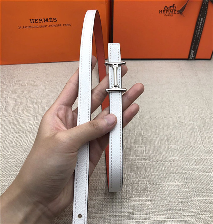 Hermes Mini Mors H belt buckle & Reversible leather strap 13 mm Epsom White High