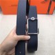 Hermes Oscar belt buckle & Reversible leather strap 32/38 mm Togo Navy High