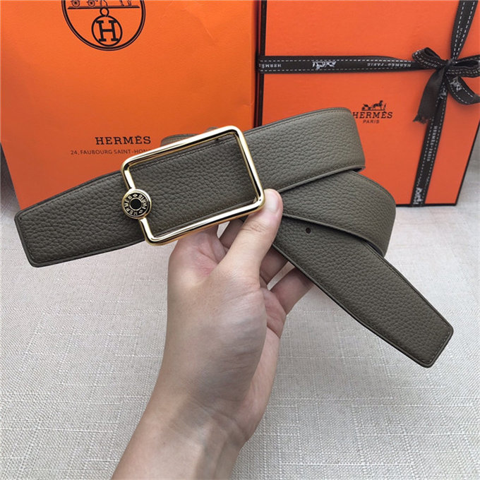 Hermes Oscar belt buckle & Reversible leather strap 32/38 mm Togo Grey High