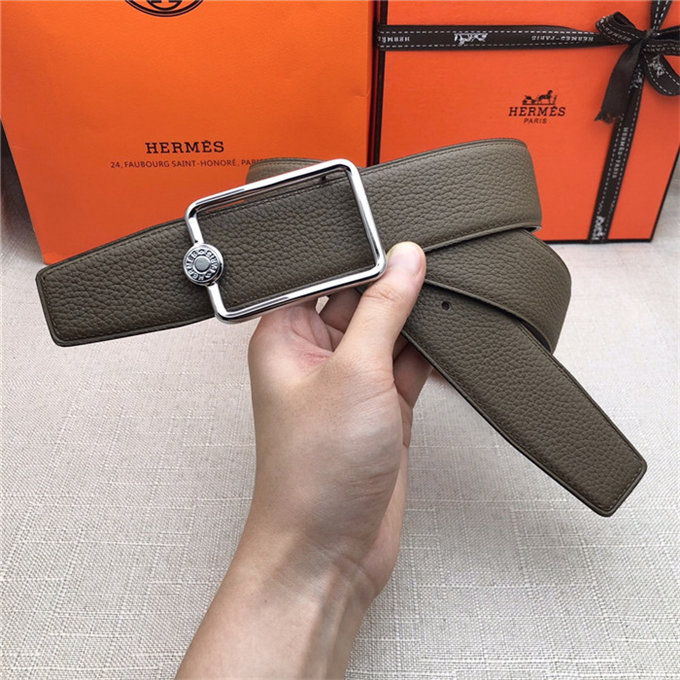 Hermes Oscar belt buckle & Reversible leather strap 32/38 mm Togo Grey High