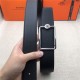 Hermes Oscar belt buckle & Reversible leather strap 32/38 mm Togo Black High