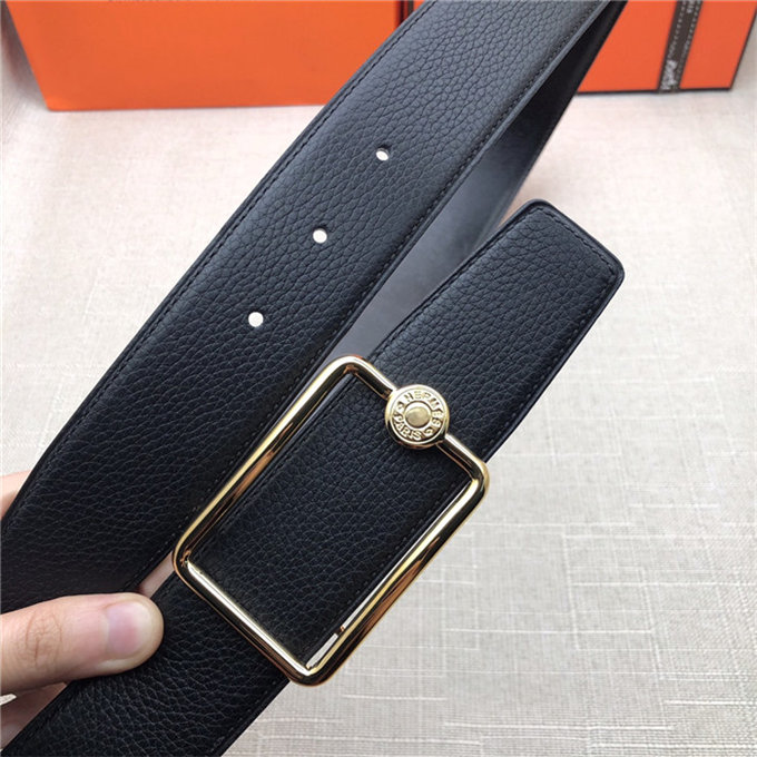 Hermes Oscar belt buckle & Reversible leather strap 32/38 mm Togo Black High