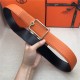 Hermes Oscar belt buckle & Reversible leather strap 32/38 mm Togo Orange High