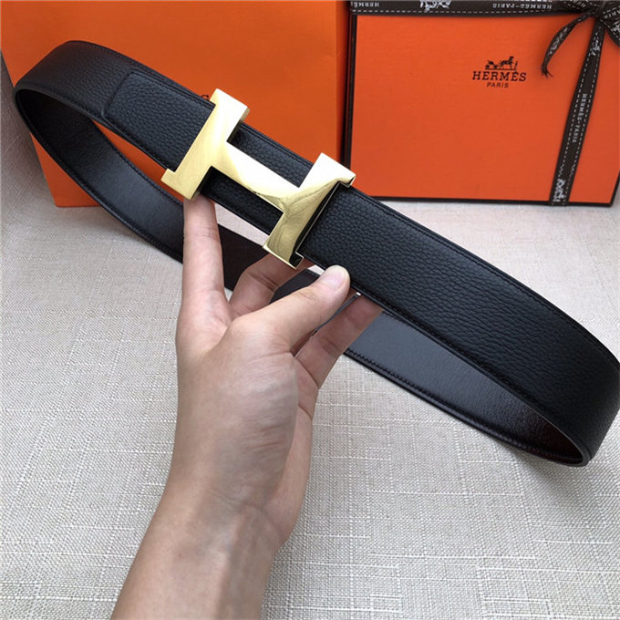 Hermes Constance belt buckle & Reversible leather strap 32/38 mm Togo Black Shiny-Metal High