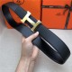 Hermes Constance belt buckle & Reversible leather strap 32/38 mm Togo Black Shiny-Metal High