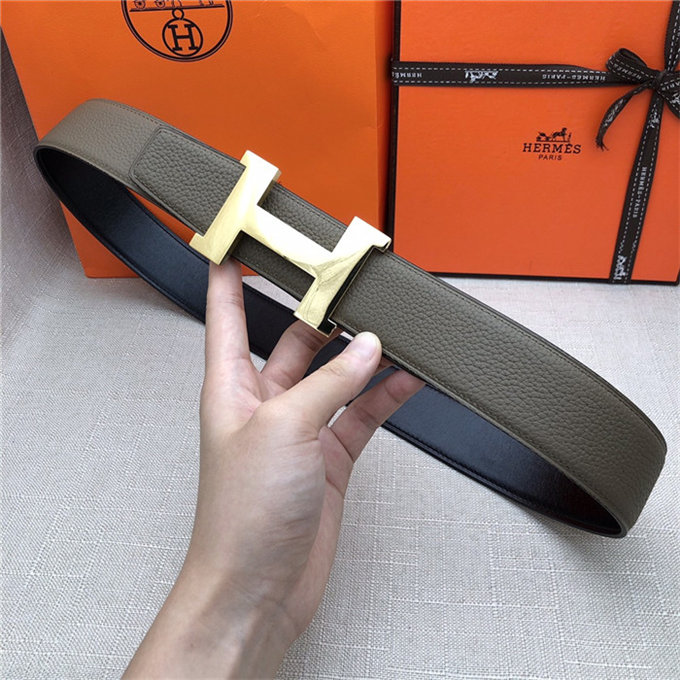 Hermes Constance belt buckle & Reversible leather strap 32/38 mm Togo Grey Shiny-Metal High