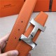 Hermes Constance belt buckle & Reversible leather strap 32/38 mm Togo Orange Shiny-Metal High