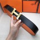 Hermes Constance belt buckle & Reversible leather strap 32/38 mm Togo Orange Shiny-Metal High