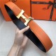 Hermes Constance belt buckle & Reversible leather strap 32/38 mm Togo Orange Shiny-Metal High