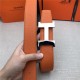 Hermes Constance belt buckle & Reversible leather strap 32/38 mm Togo Orange Shiny-Metal High