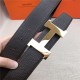 Hermes Constance belt buckle & Reversible leather strap 32/38 mm Togo Coffee Shiny-Metal High