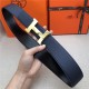 Hermes Constance belt buckle & Reversible leather strap 32/38 mm Togo Navy Shiny-Metal High