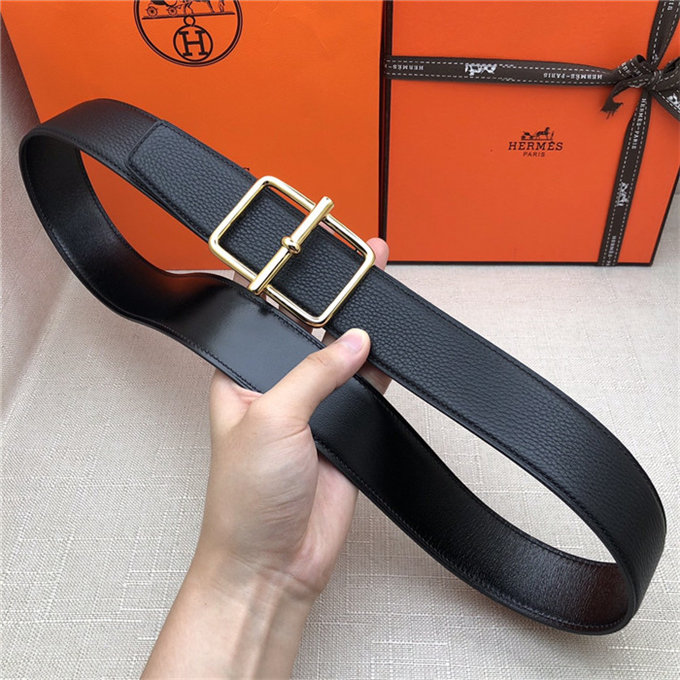 Hermes Batonnet belt buckle & Reversible leather strap 32/38 mm Togo Black High