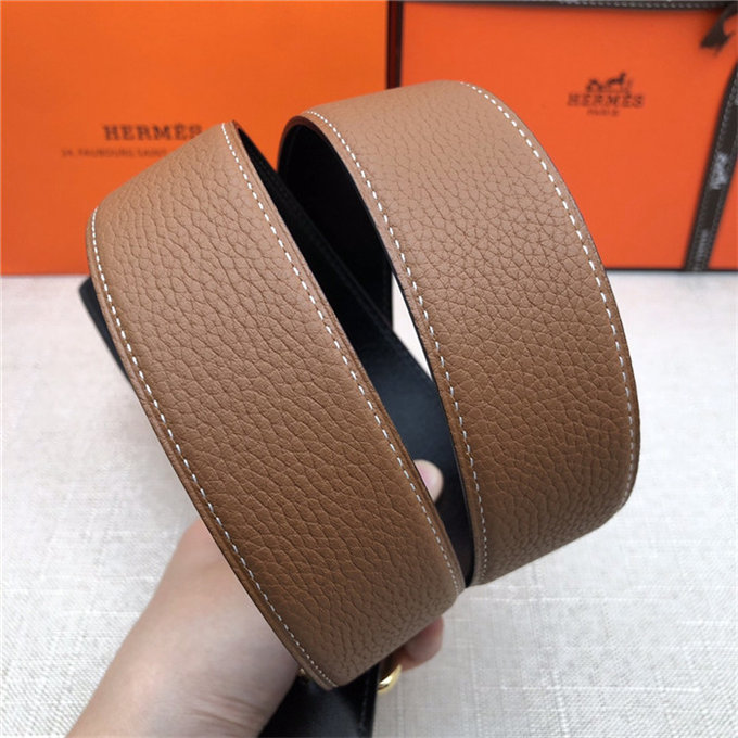 Hermes Batonnet belt buckle & Reversible leather strap 32/38 mm Togo Camel High