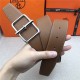 Hermes Batonnet belt buckle & Reversible leather strap 32/38 mm Togo Camel High