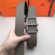 Hermes Batonnet belt buckle & Reversible leather strap 32/38 mm Togo Grey High