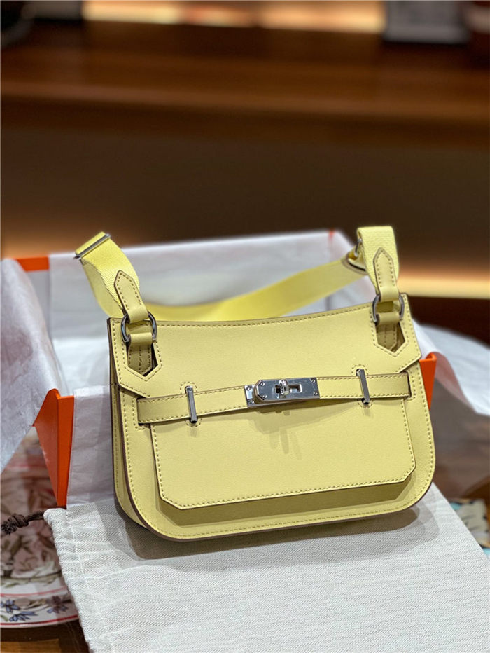 Hermes Jypsiere Mini Swift Leather WAX Yellow Silver/Gold-Metal High