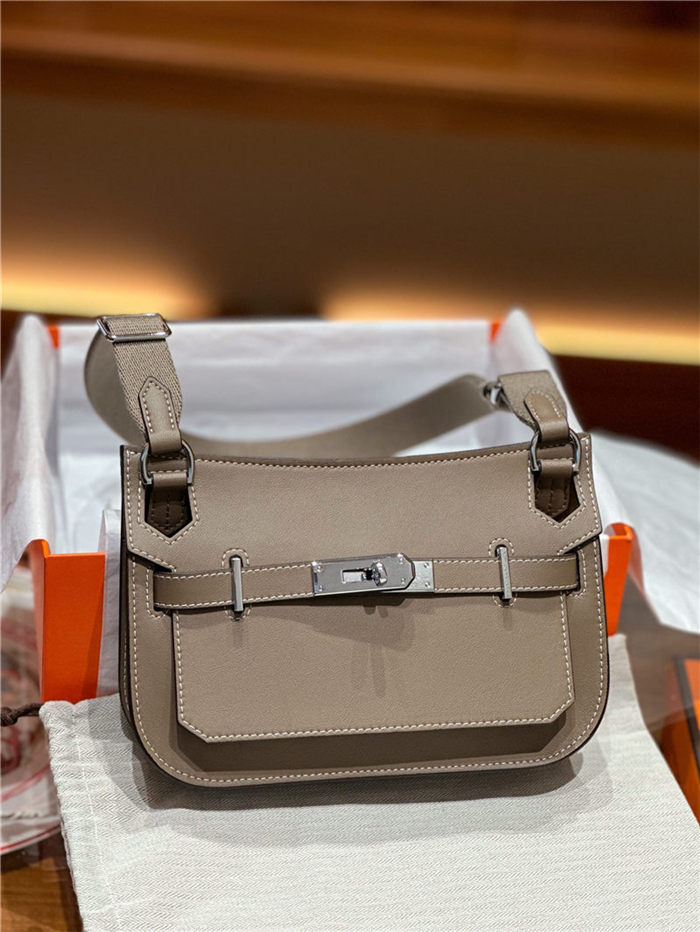 Hermes Jypsiere Mini Swift Leather WAX Etoupe Silver/Gold-Metal High